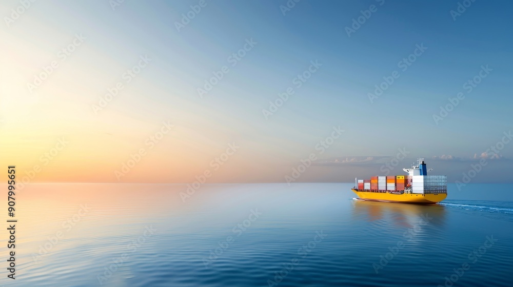 A boat is sailing on a calm sea with a beautiful sunset in the background A boat is sailing on a calm sea with a beautiful sunset in the background