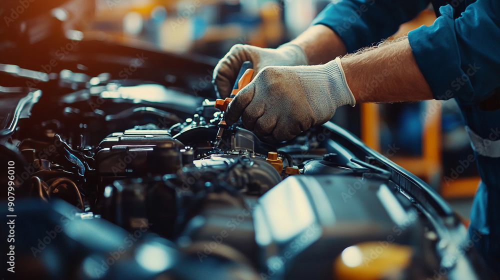 A mechanic working on a car. mechanic car repair garage tools automotive workshop professional engine maintenance. A mechanic working on a car. mechanic car repair garage tools automotive workshop professional engine maintenance.