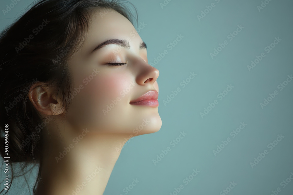 Fototapeta premium A close up of a girl's face with her eyes closed