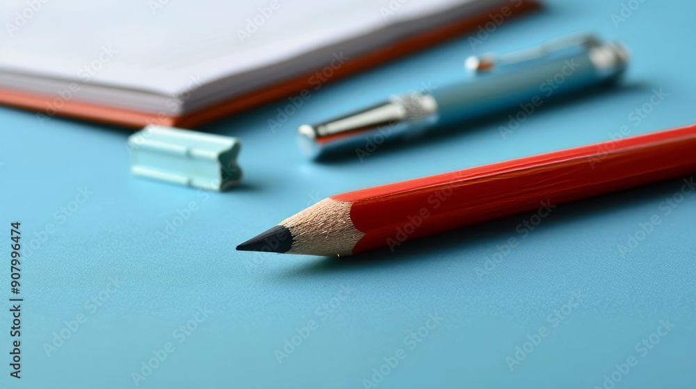 Close-up of Stationery Items Office Supplies on Desk With Copyspace Close-up of Stationery Items Office Supplies on Desk With Copyspace