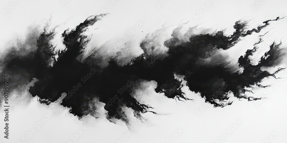 Abstract Black Ink Splatter on White Background Abstract Black Ink Splatter on White Background