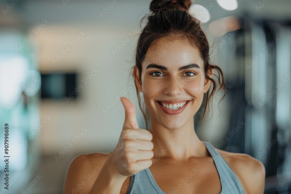 Smiling Woman, fitness and thumbs up to health, workout and training to live an active, wellness and healthy Smiling Woman, fitness and thumbs up to health, workout and training to live an active, wellness and healthy