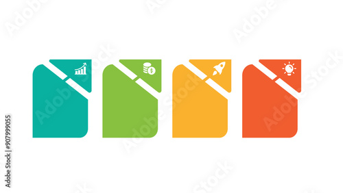 Infographic template illustrating 4 steps in a sequential and informative layout.