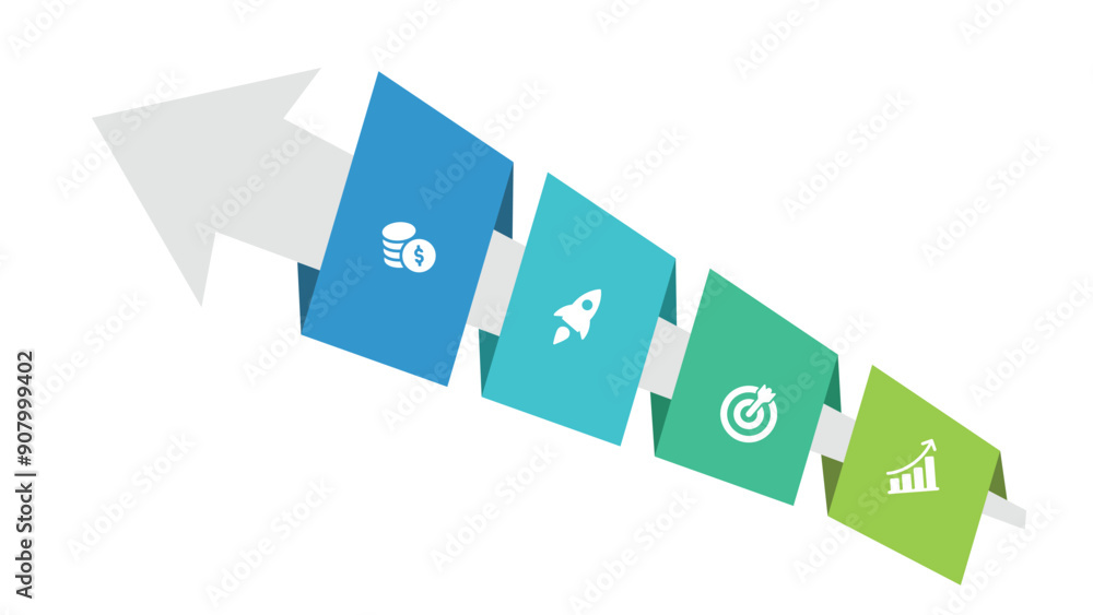Fototapeta premium Diagram outlining step by step process for business presentation.