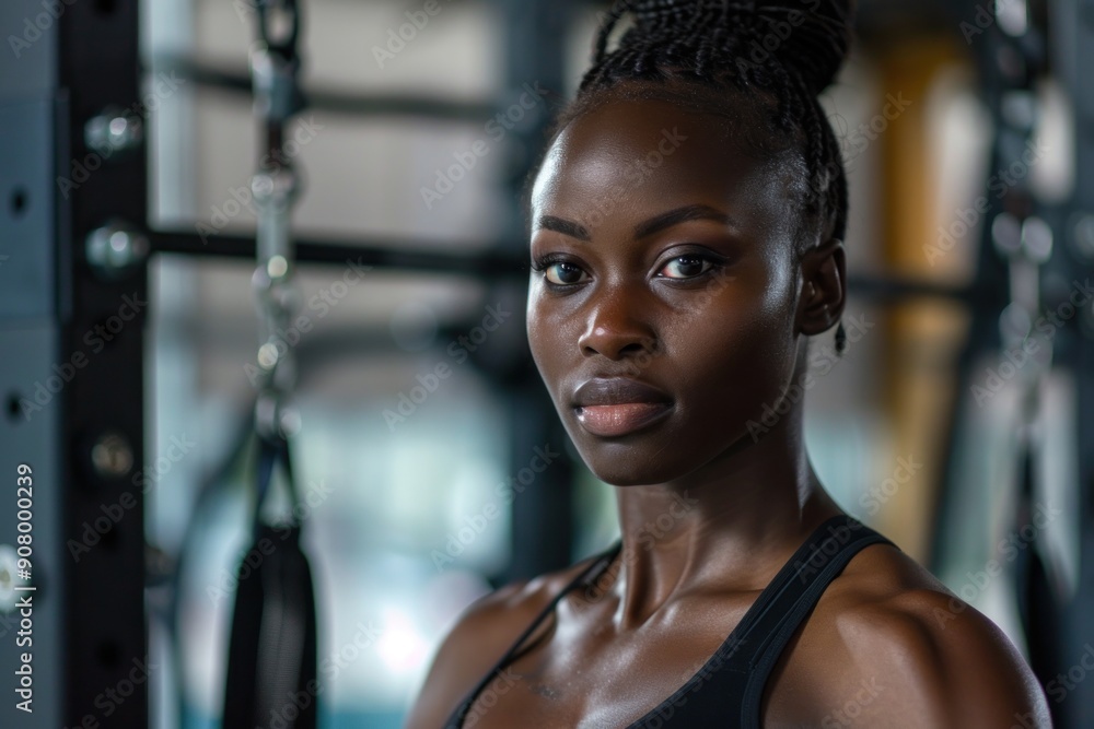 Woman, fitness and workout, exercise or training at the gym. African female person or muscular bodybuilder Woman, fitness and workout, exercise or training at the gym. African female person or muscular bodybuilder