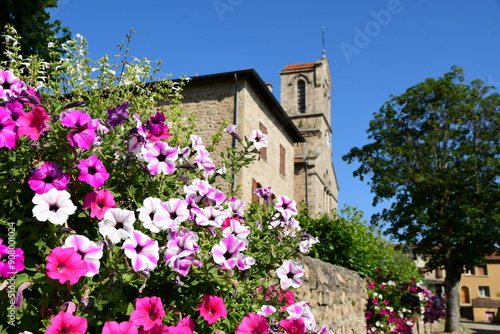 France, Roisey, Loire. Stone village in the mid-mountains with the lowest pollution in France. Pilat Regional Natural Park. Landscape in summer.