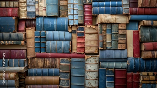 Stacks of Books in Library. Knowledge, Ideas, and Creativity Concept