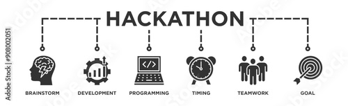 Hackathon icon - vector illustration . hackathon, brainstorm, development, programming, timing, speed, teamwork, goal, infographic, template, concept, banner, pictogram, icon set, icons