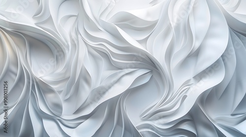 The white background with a pattern of waves in relief. Luxury elegant background abstraction fabric. 3d illustration.