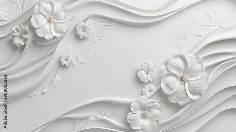 The white background with floral frame in relief. Luxury elegant background abstraction fabric. 3d illustration. The white background with floral frame in relief. Luxury elegant background abstraction fabric. 3d illustration.