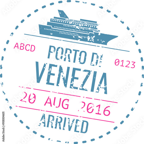 Italian sea port travel stamp. Arrival mark