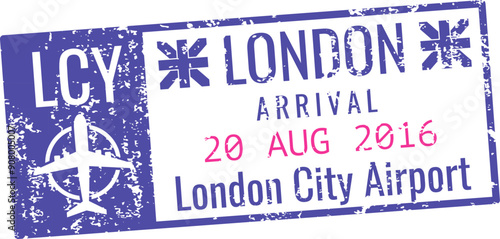 London airport stamp. Tourist passport travel visa