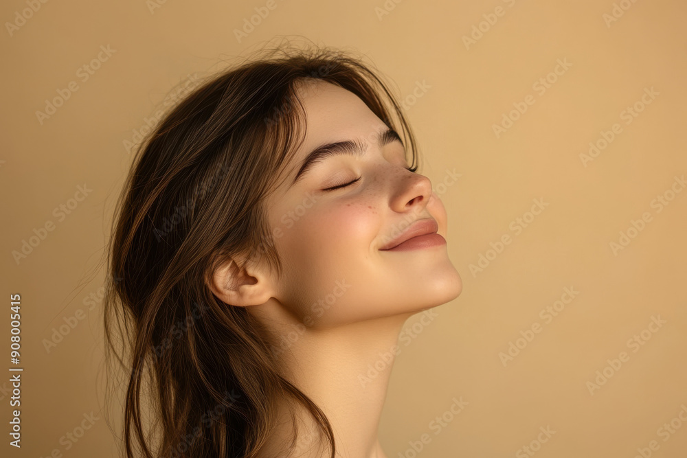 A close up of a girl's face with her eyes closed A close up of a girl's face with her eyes closed