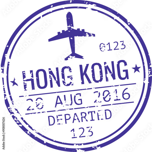 Hong kong airport visa. Grungy travel stamp