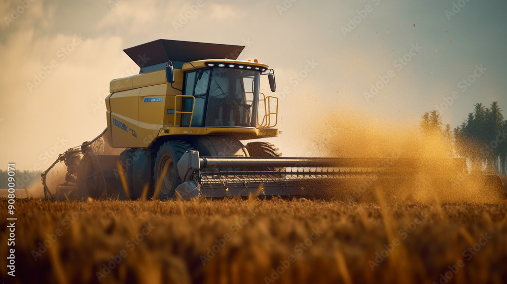 Obraz premium combine harvester working on a field