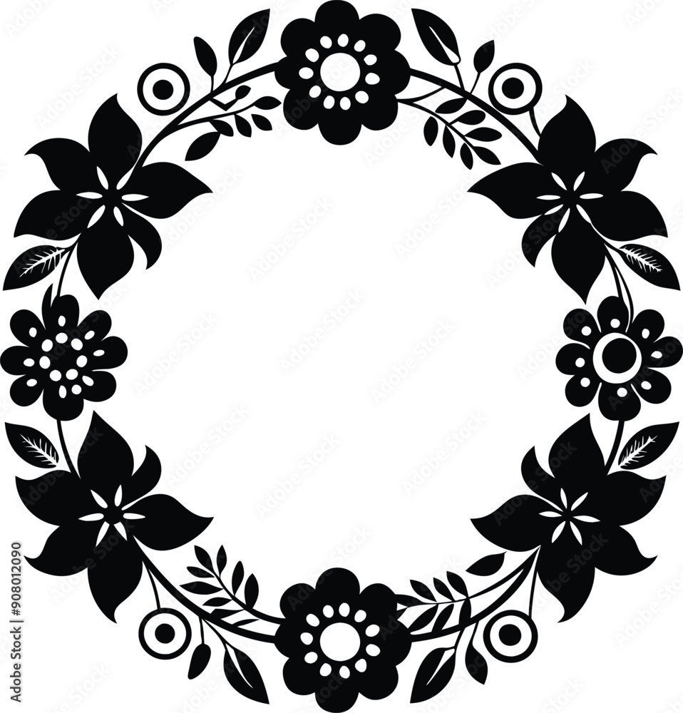 Hand drawn floral frame black and white Hand drawn floral frame black and white