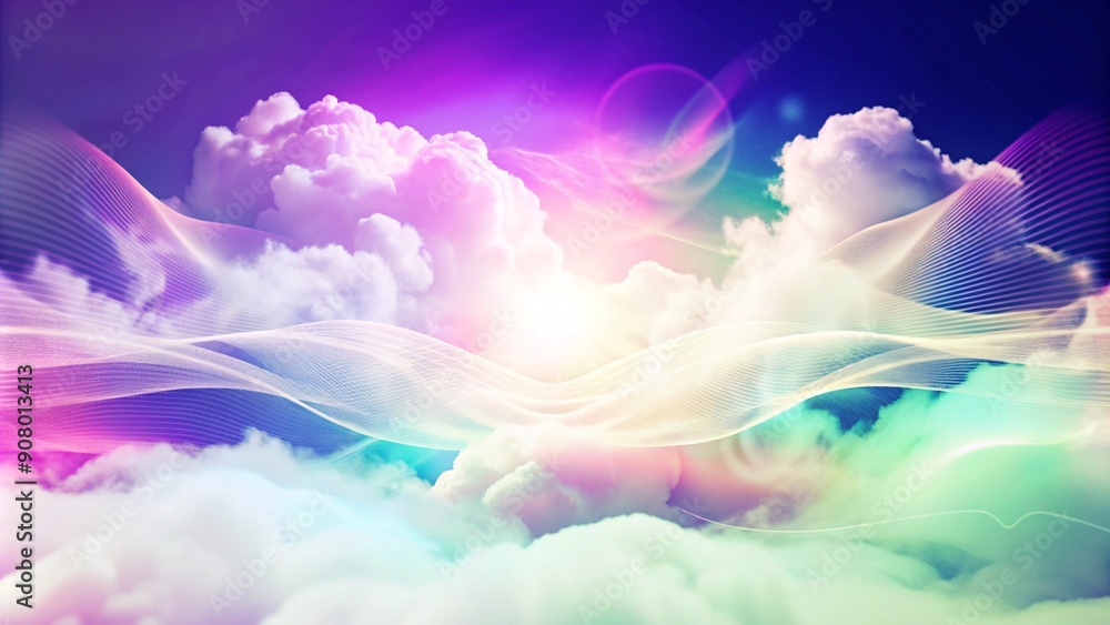 Abstract pastel cloudscape with glowing lines. Abstract pastel cloudscape with glowing lines.