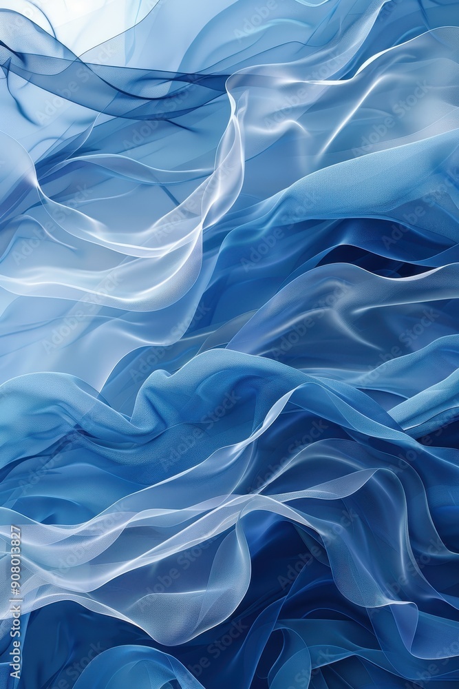 Obraz premium Serene Blue Abstract Waves - Creating A Tranquil Visual Flow