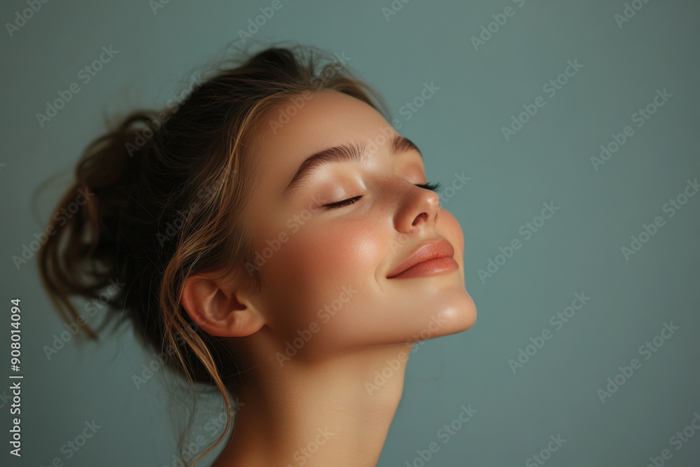 A close up of a girl's face with her eyes closed A close up of a girl's face with her eyes closed