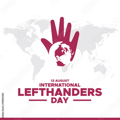 International Lefthanders Day held on 13 August, Lefthanders Day greeting card and stock illustration, social media editable template. eps file. photo