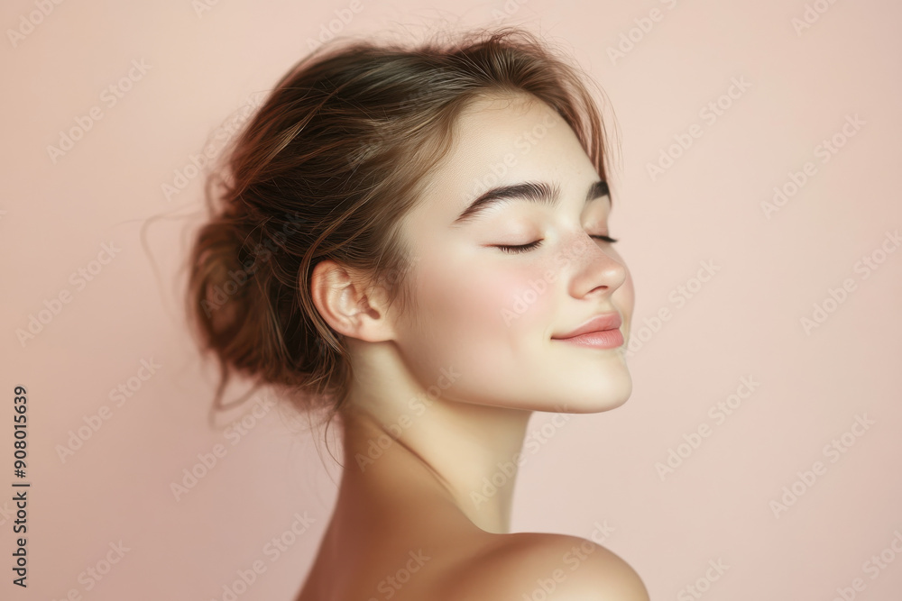 A close up of a girl's face with her eyes closed A close up of a girl's face with her eyes closed