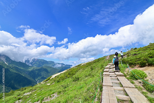 Hiking Route to Happo Pond on Hakuba Happo One in Nagano, Japan photo