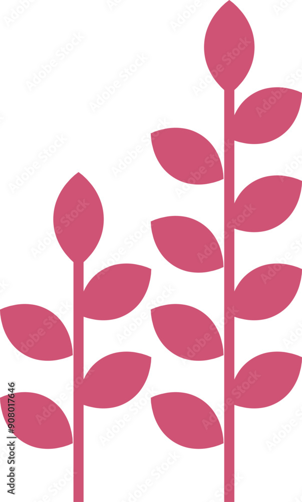 Red leaves branches. Floral element. Plant icon Red leaves branches. Floral element. Plant icon