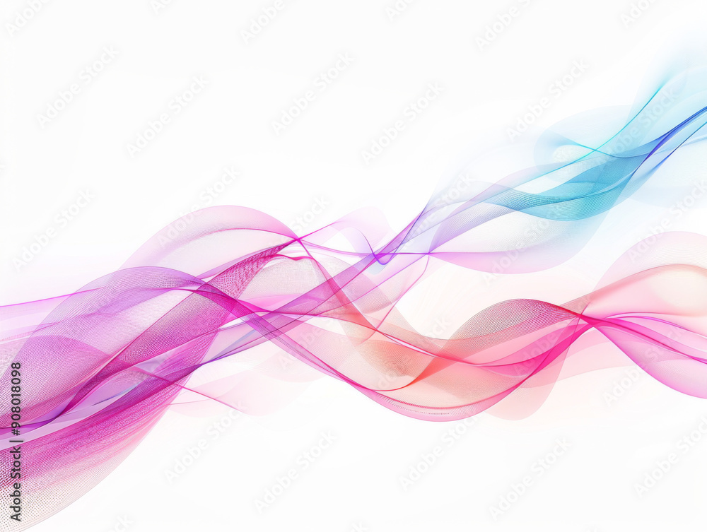 Naklejka premium Colorful Waves on White Background, Generative AI Illustration