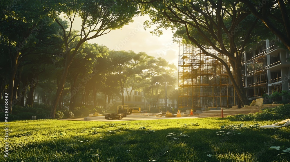 Obraz premium Nature Meets Construction: Safety and Harmony on the Site