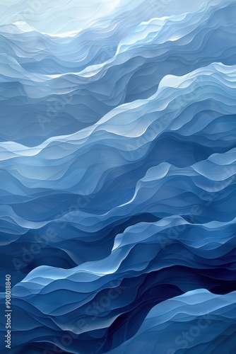 Serene Blue Abstract Rhythmic Waves Background