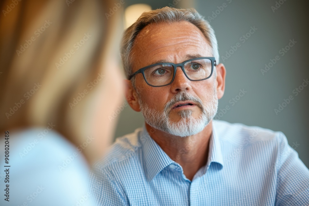 Financial Adviser and Client in Profile View Strategizing for Financial Security Financial Adviser and Client in Profile View Strategizing for Financial Security