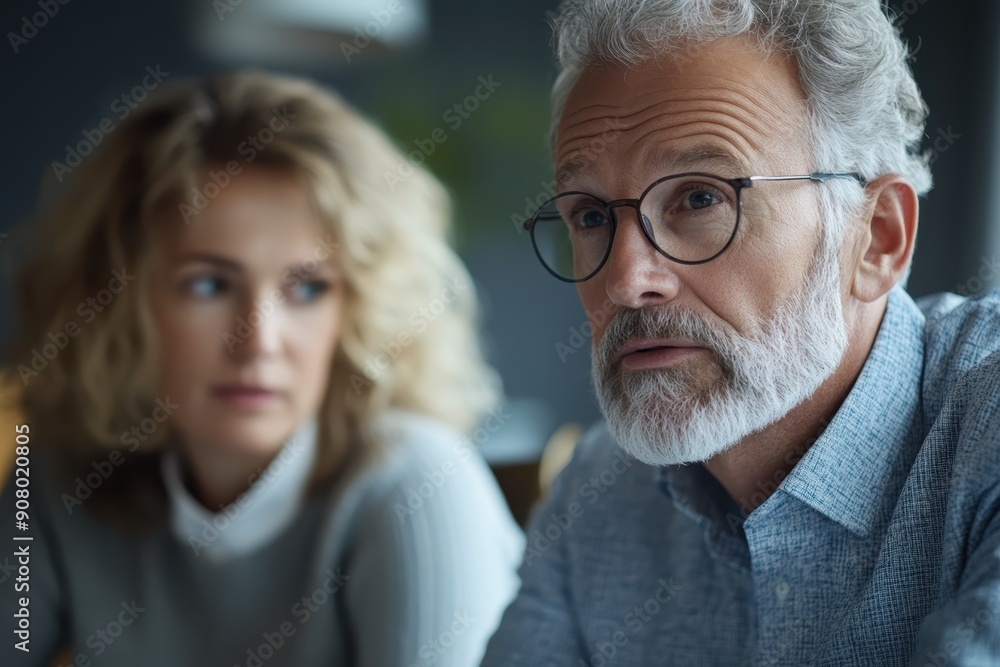 Financial Adviser Providing Retirement Savings Review to Client in Profile View Financial Adviser Providing Retirement Savings Review to Client in Profile View