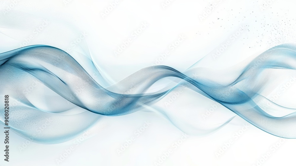 Abstract blue smoke wave flowing on white background. Perfect for design, website, or presentation. Abstract blue smoke wave flowing on white background. Perfect for design, website, or presentation.