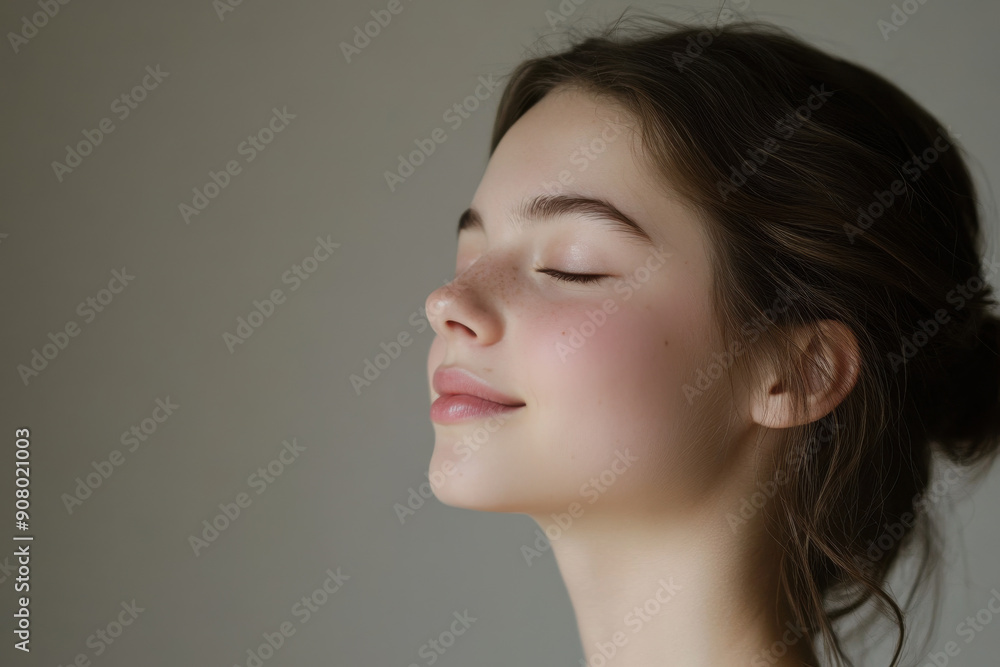 A close up of a girl's face with her eyes closed A close up of a girl's face with her eyes closed