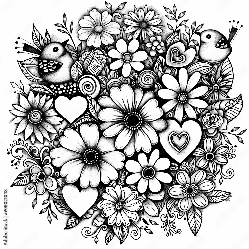 Fototapeta premium Adult colouring book page