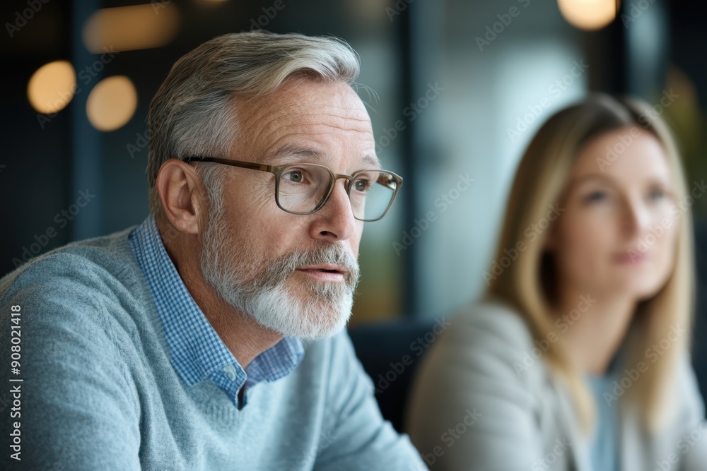 Successful Financial Adviser Discussing Goals with Client in Profile View Successful Financial Adviser Discussing Goals with Client in Profile View