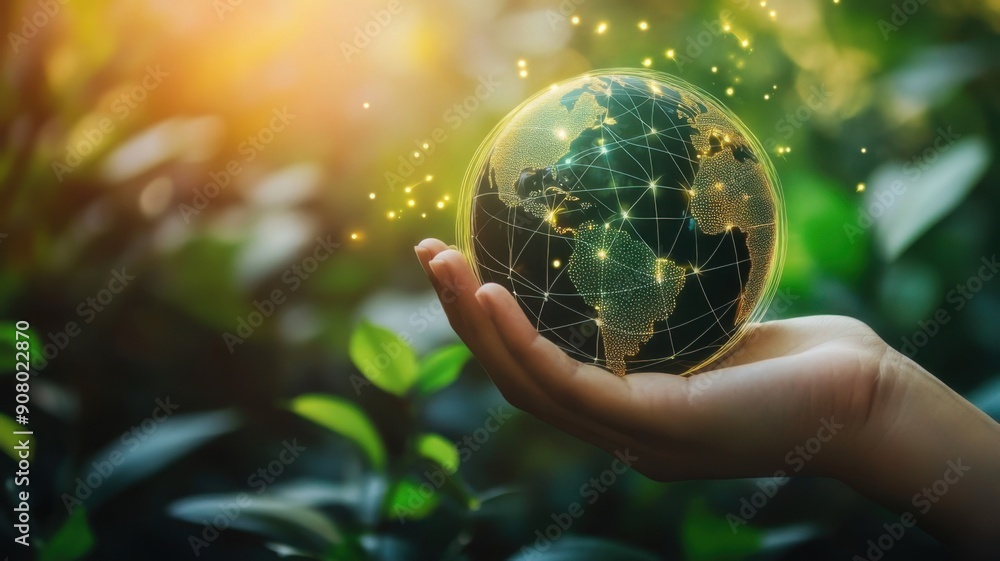Digital advances for a sustainable planet. Global network connection. World map point and line composition concept of global business Digital advances for a sustainable planet. Global network connection. World map point and line composition concept of global business