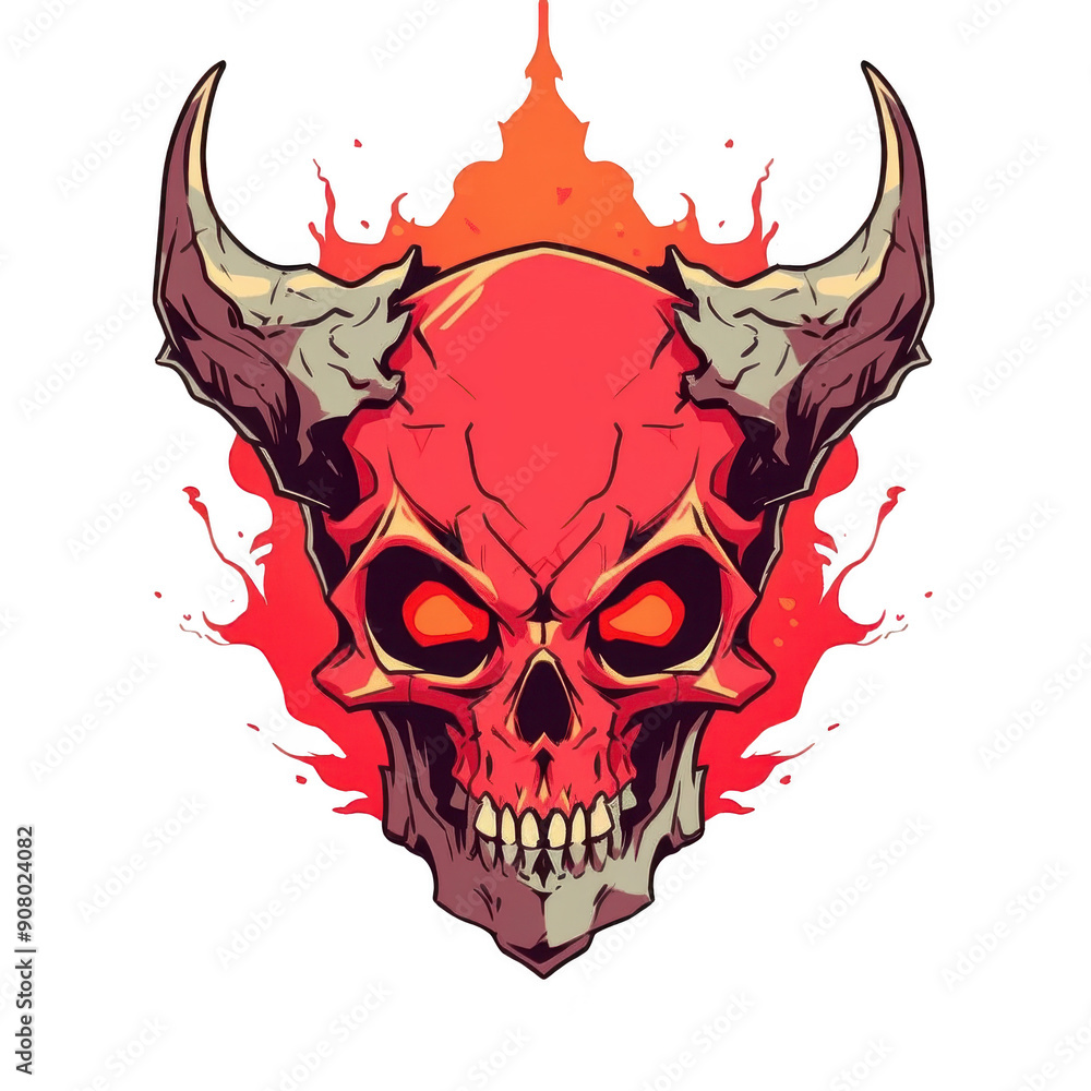 Fototapeta premium Fiery Demon Skull Illustration