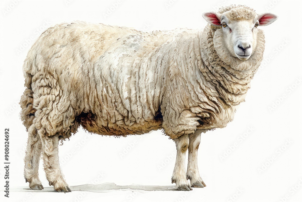 Watercolor Illustration of a Sheep Watercolor Illustration of a Sheep
