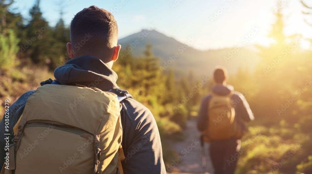 Connecting with Nature: Mindful Hiking Journey with a Friend on Dynamic Hiking Trail Composite Background Connecting with Nature: Mindful Hiking Journey with a Friend on Dynamic Hiking Trail Composite Background