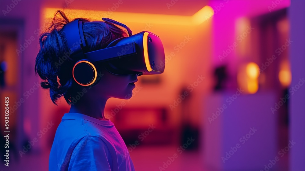 Young Girl Immersed in Virtual Reality Young Girl Immersed in Virtual Reality