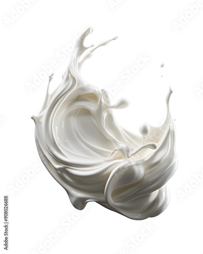 Creamy white vanilla milk splash, milkshake. isolated on white, cutout. PNG.