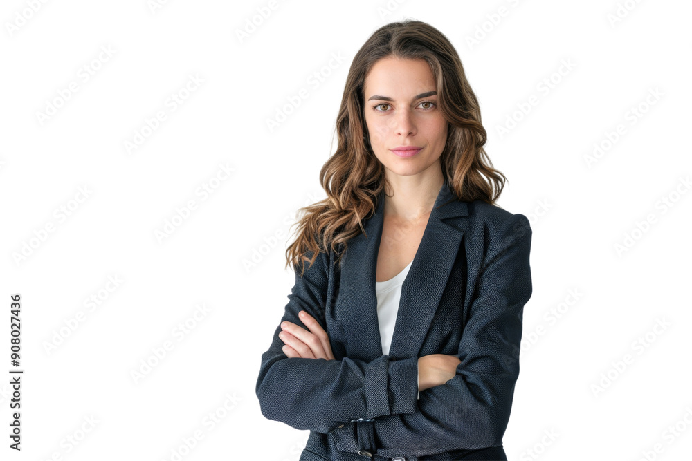 Confident businesswoman with arms crossed standing, isolated on white background Confident businesswoman with arms crossed standing, isolated on white background