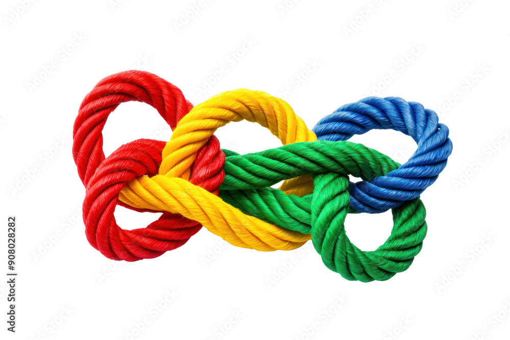 durable rope toy with multiple knots and loops for interactive play and tug-of-war. Isolated on white background durable rope toy with multiple knots and loops for interactive play and tug-of-war. Isolated on white background
