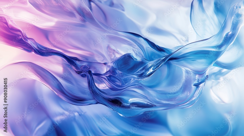 Smooth curves and lines of blue and purple gradient glass suspended in the air. Smooth curves and lines of blue and purple gradient glass suspended in the air.