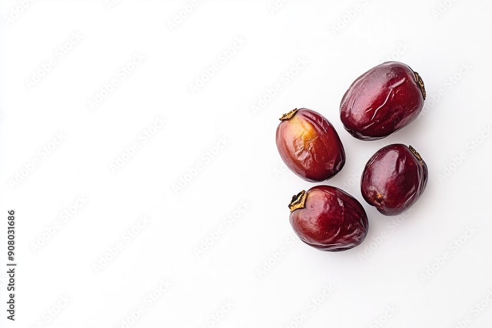 Obraz premium Dates isolated on white background, full depth of field, ai