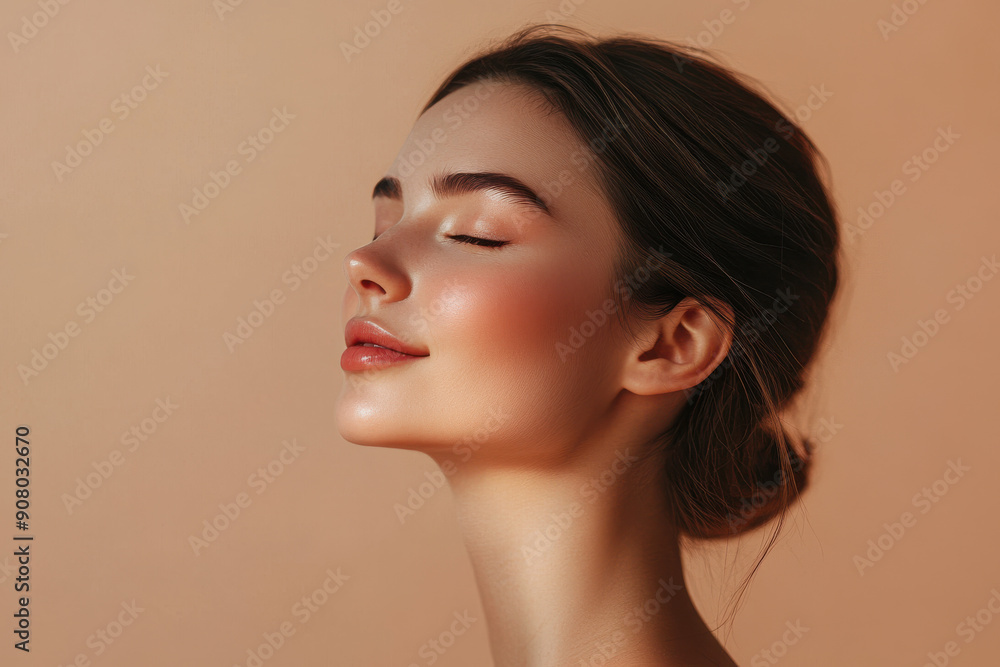 A close up of a girl's face with her eyes closed A close up of a girl's face with her eyes closed