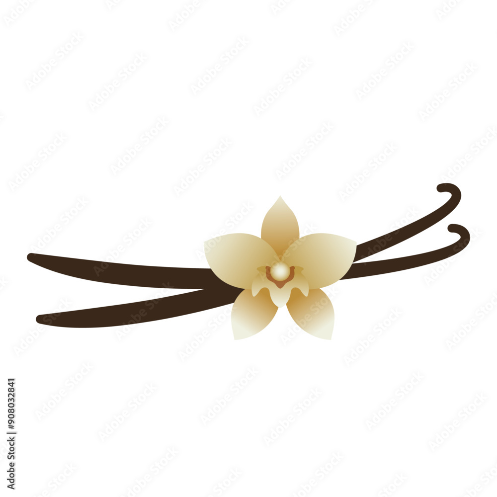 Naklejka premium vanilla flower with vanilla bean sticks vector illustration logo icon clipart