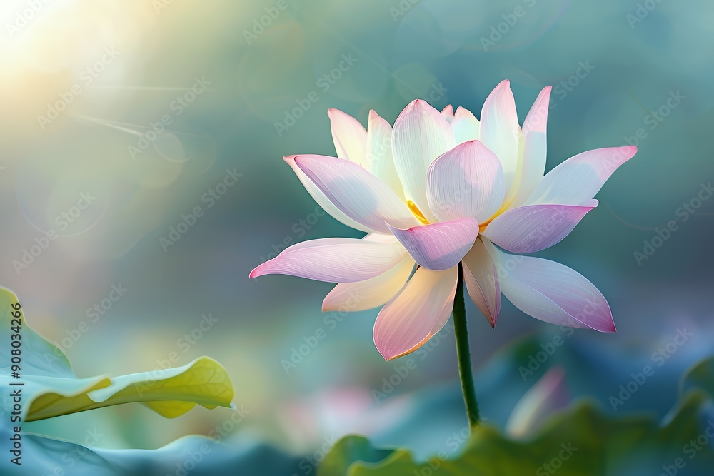 Delicate Pink Lotus Flower in Soft Sunlight Delicate Pink Lotus Flower in Soft Sunlight