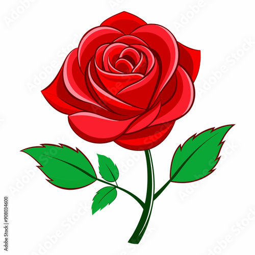 red rose isolated on white, rose vector illustration, red rose vector art, rose silhouette, flower vector icon, eps, Red rose cartoon © SvgDesignHub